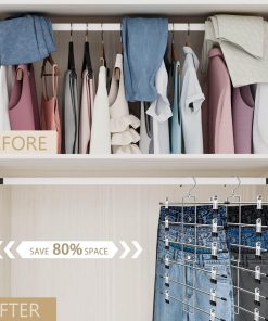 Alternative view of Pants Hangers with Clips.Space Saving Hanging Closet Organizer-6 Tiers Skirt Hangers with 360° Swivel Hook.Closet Organizer-Clothes Hangers- College Dorm Essentials Apartment Essentials-2 Pack