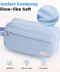 Alternative view of Sooez High Capacity Pencil Case. Soft Corduroy Pencil Pouch with 4 Compartments. Multiple Pockets. Large Pencil Bag with Sturdy Zipper. Cute Pencil Case Pouch Organizer for Student Teen Girls. Blue