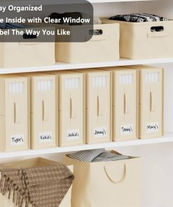 Alternative view of SheetCube Bed Sheet Organizers and Storage 6 Pack. Foldable Linen Closet Organizer with Window and Label. Bedding Folder Storage Box Container for Blanket. Duvet Cover Set. Bed Sheet Set - Beige