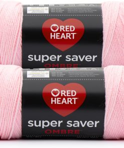 Red Heart Super Saver Jumbo Light Pink Yarn - 2 Pack of 10oz/283g - 100% Acrylic - #4 Worsted (Medium) - 482 Yards - Knitting/Crochet